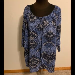 Tunic top with shades of denim.